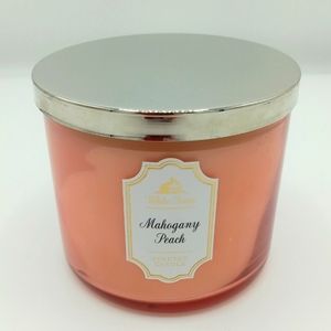 Bath and Body Works White Barn Mahogany Peach 3 Wick Candle NEW